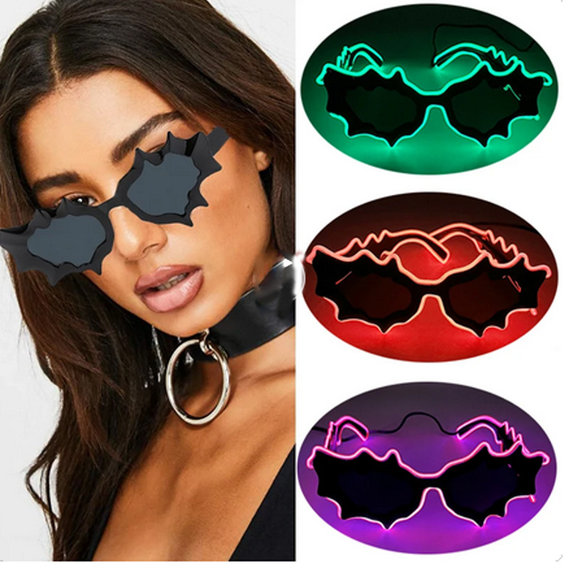 Nueva personalidad extraña irregular LED luminiscente gafas de tinta gafas de onda de moda gafas de sol extrañas props bungee image 1