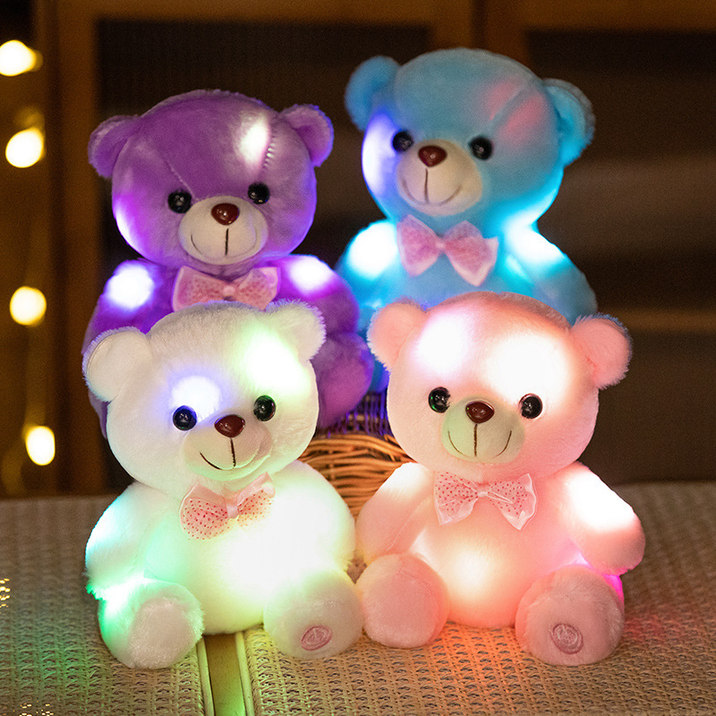 Lindo colorido luminoso animal oso de peluche unicornio muñeca de peluche de juguete delfín alpaca muñeca títere muñeca