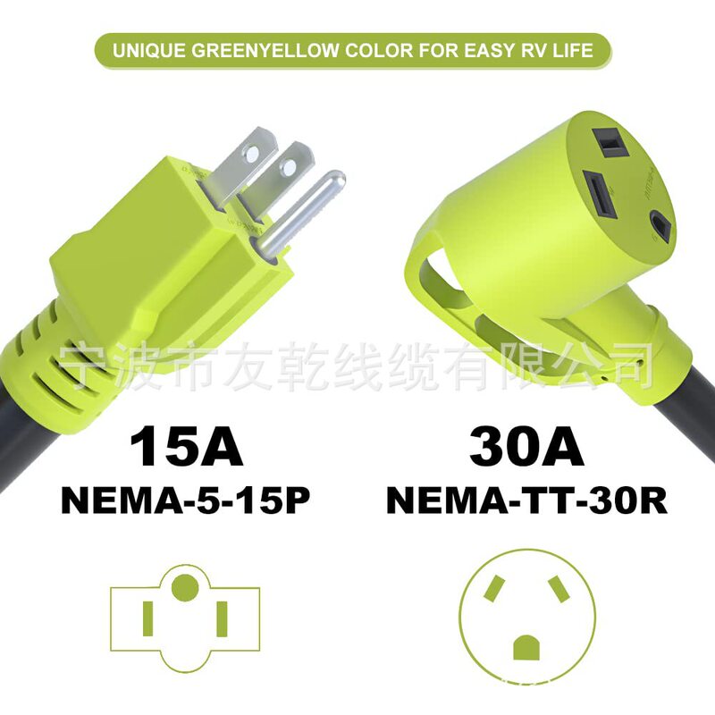 30-Amp to 15-Amp 110-Volt Rv Adapter Cord, Nema 5-15P Male to Nema Tt-30R 30-Amp to 15-Amp 110-Volt Rv Adapter Cord, Nema 5-15P Male to Nema Tt-30R