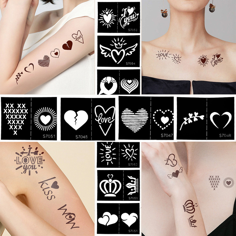 Wholesale hollow tattoo template body art spray painting small tattoo love simulation tattoo temporary tattoo template