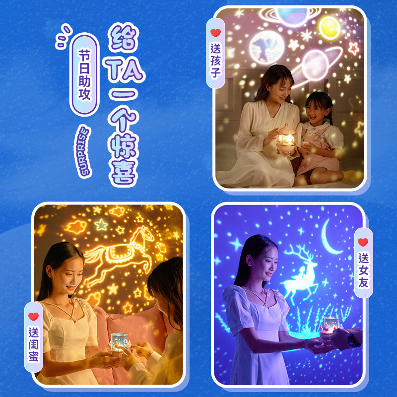 万火八音盒星空投影灯创意氛围灯投影仪儿童生日礼物女生小夜灯|undefined