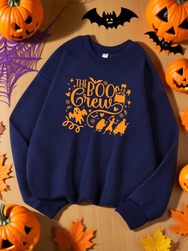 The Boo Crew Text Ghost Design Sweatshirts Women Soft Breathable Clothes Autumn Casual Sweatshirts Sports Crewneck The Boo Crew Text Ghost Design Sweatshirts Women Soft Breathable Clothes Autumn Casual Sweatshirts Sports Crewneck