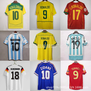 批發國家隊復古球衣阿根廷梅西葡萄牙巴西法國齊達內德國足球服