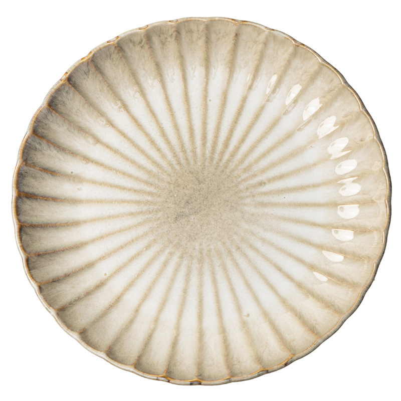 Plato retrógrado en forma de pétalos de platos de vajilla japonesa al por mayor platos de filete de restaurante occidental platos redondos platos de comedor grandes