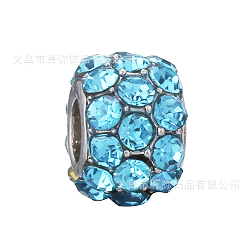 尊弥アクセサリーの潘家の水色の大きい穴の合金の数珠. Diy手飾り数珠義烏工場卸売り|undefined