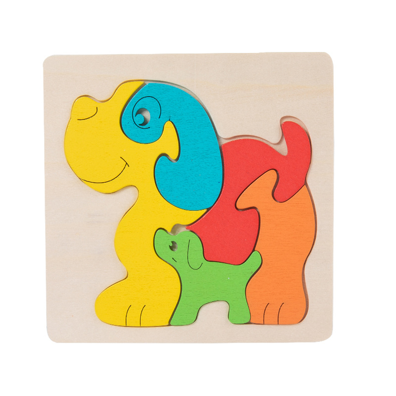 Fábrica directa de madera infantil plano puzzle padres-hijos patrón de animales cognición niños niñas juguetes de educación temprana