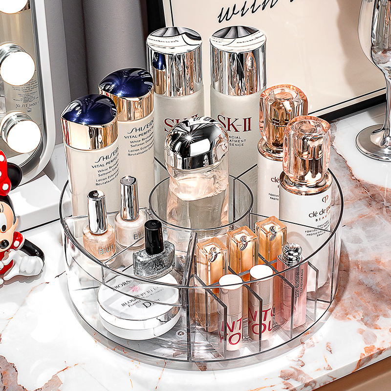 화장품 보관 상자, 고급형, 가벼운 럭셔리, 데스크탑 보관함, 회전식 플라스틱 정리 상자, 화장품 상자 보관함 없음