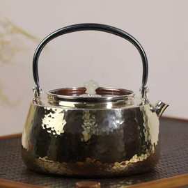 足银茶壶 足银99烧水壶 纯手工一张打家用茶道煮水壶日本进口银壶