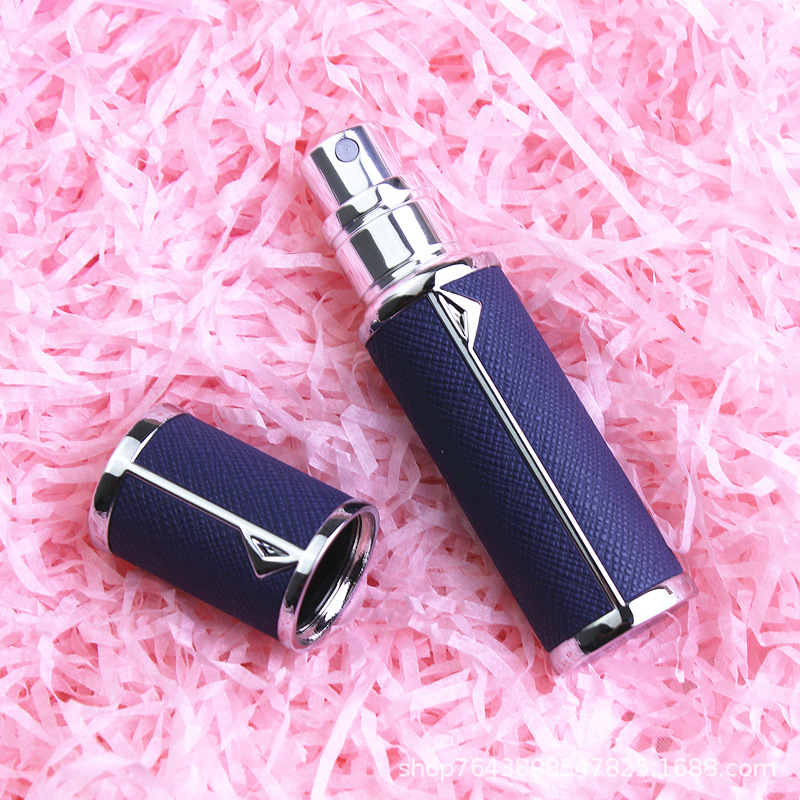 Botella de perfume de vidrio 5ml de cuero de alta gama de gama alta muestra de perfume portátil sub-botella tapa abierta botella de spray de llenado