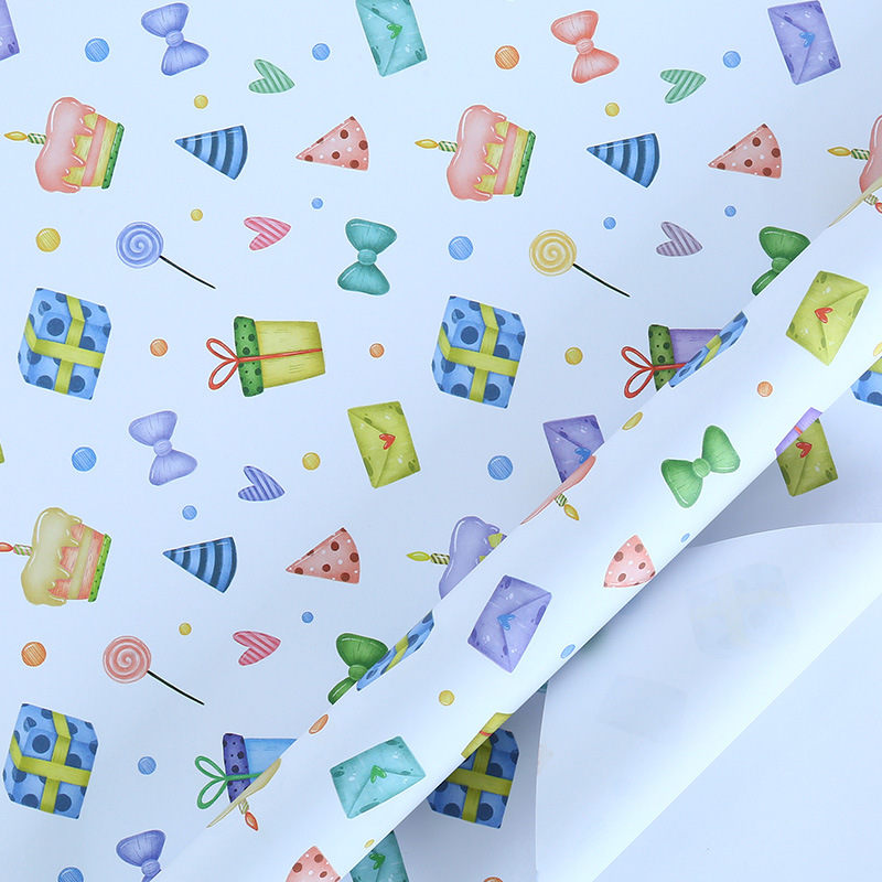 Amazon nuevo papel adhesivo doble Inglés Día de San Valentín Regalo de Cumpleaños embalaje vacaciones regalo papel DIY traje