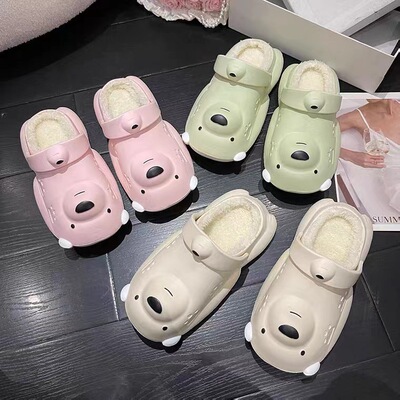 萌熊棉鞋2022冬季新款现货一件代发家居室内加棉拖鞋情侣亲子鞋