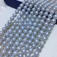 Осенние новые DIY ювелирные материалы 7.5-8.5mm пресноводные бесядерные темпераментные серые жемчужные полуфабрикаты