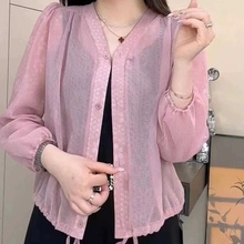 空调衫透明女装2025夏季新款时尚宽松单层薄款长袖开衫防晒上衣批