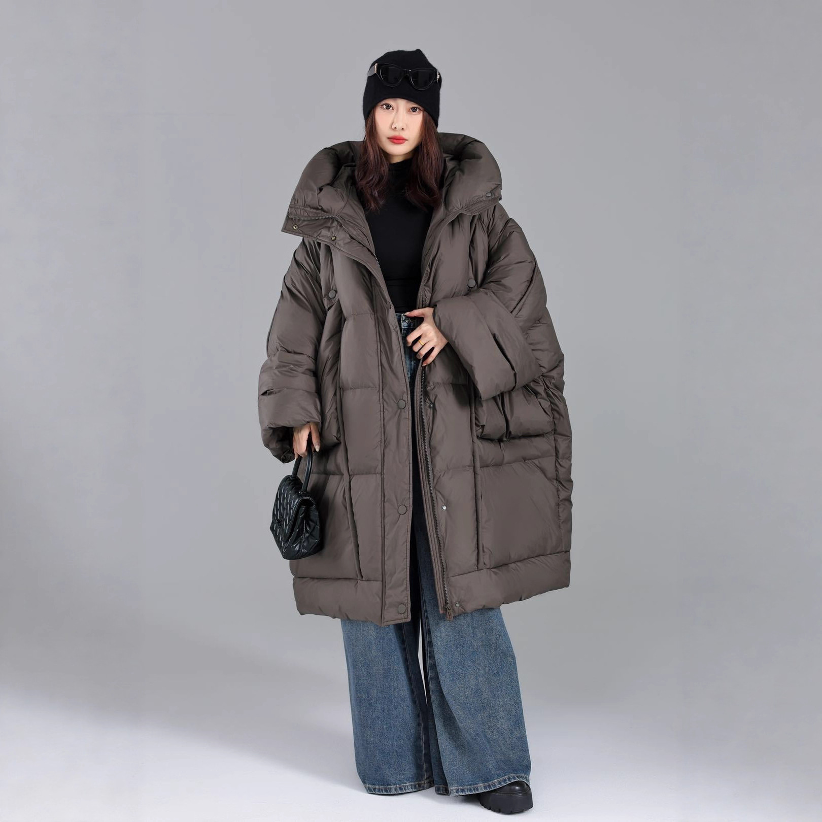 Extra Large Size Loose Thickeneded White Duck down Winter New down Jacket Women's Mid-Length Jacket Trendy 140kg Wearable