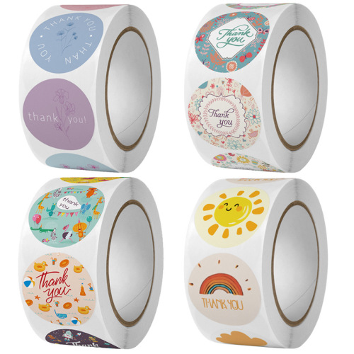 Thank you decorative floral roll seal stickers cute animal labels cartoon weather stickers thank you for your order