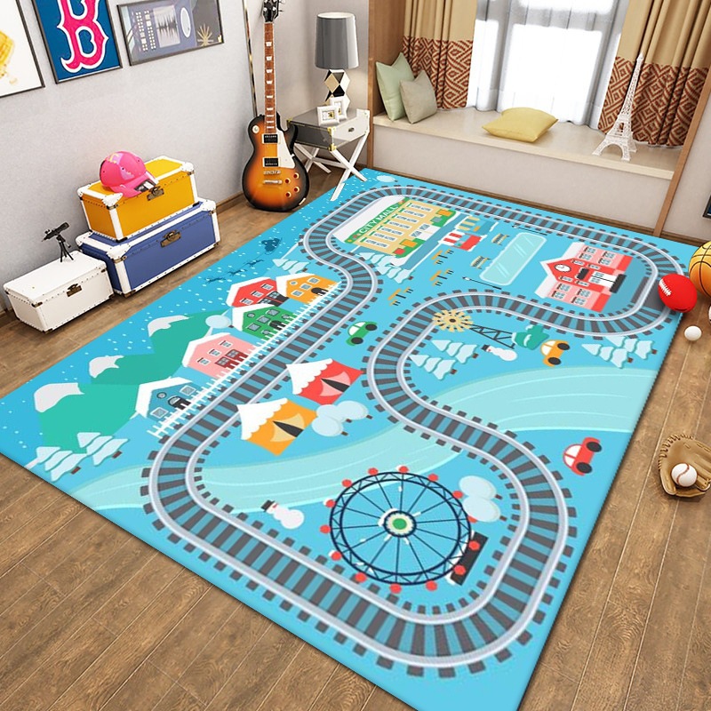 Cross-Border Dropshipping Children's Game Floor Mats, Living Room Stain-Resistant Anti-Slip Carpets, Children's Climbing Mats, Bedroom Bedside Blankets Wholesale