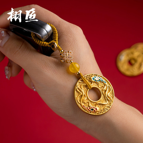 Brass Pisces pendant keychain pendant for many years, men and women high-end car bag pendant pendant