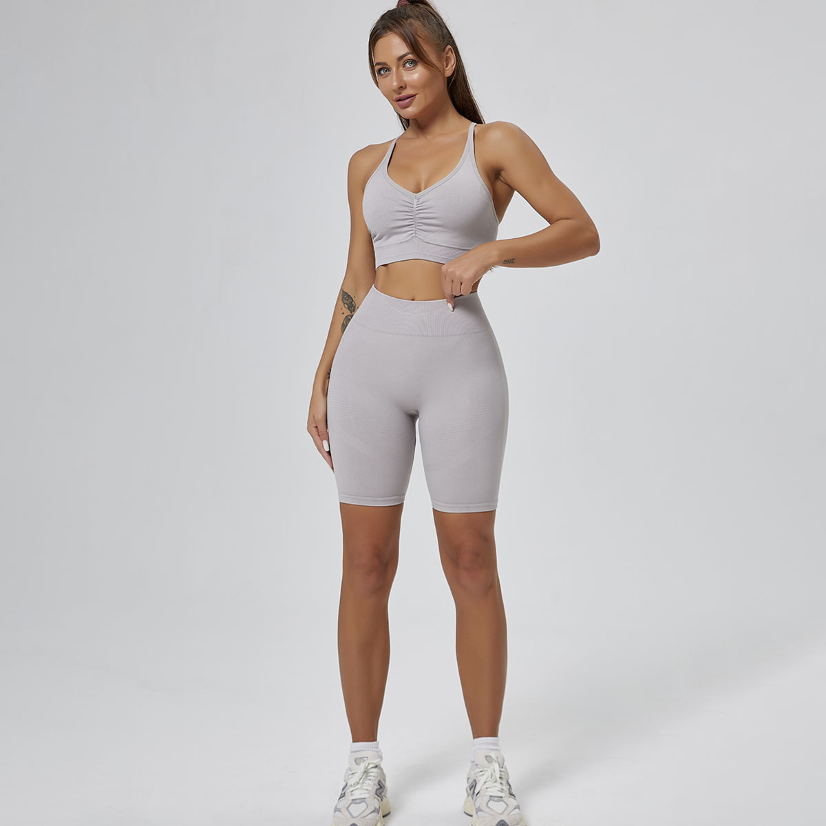 Selección estricta de Europa y Estados Unidos sexy transfronterizo de cintura alta mel melonía de caderas elevación de ropa de base apertada nuevo bra fitness set