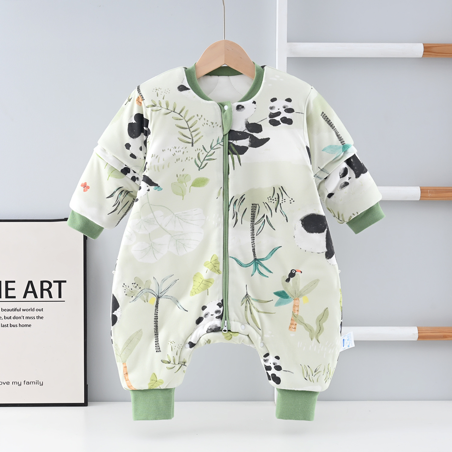 Baby Class a Sleepwear with Detachable Sleeves, Anti-Kick Quilt for Infants, Children's Sleeping Bag 270g, Toddler Autumn and Winter Split-Leg Sleepwear for Infants and Children