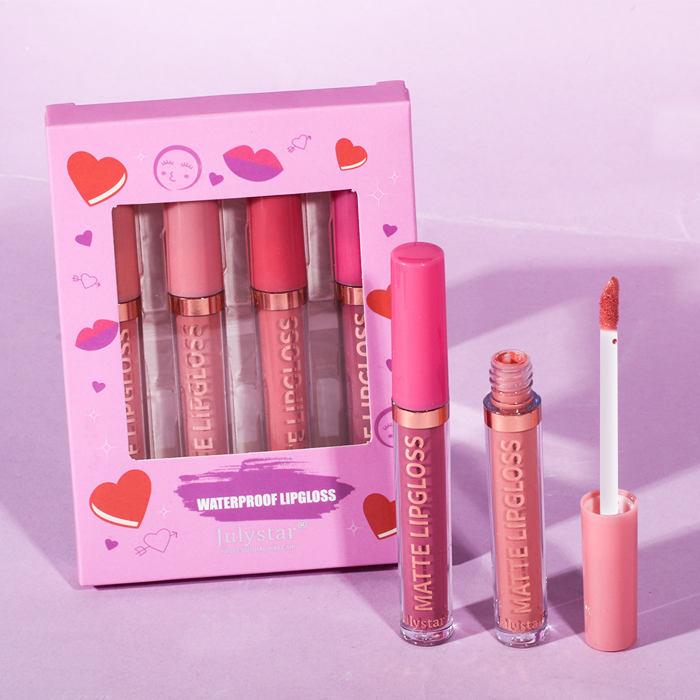 carina Velvet lipstick with matte finish, natural and long-lasting, fading, non stick to cup lip glaze set box_voghion.com