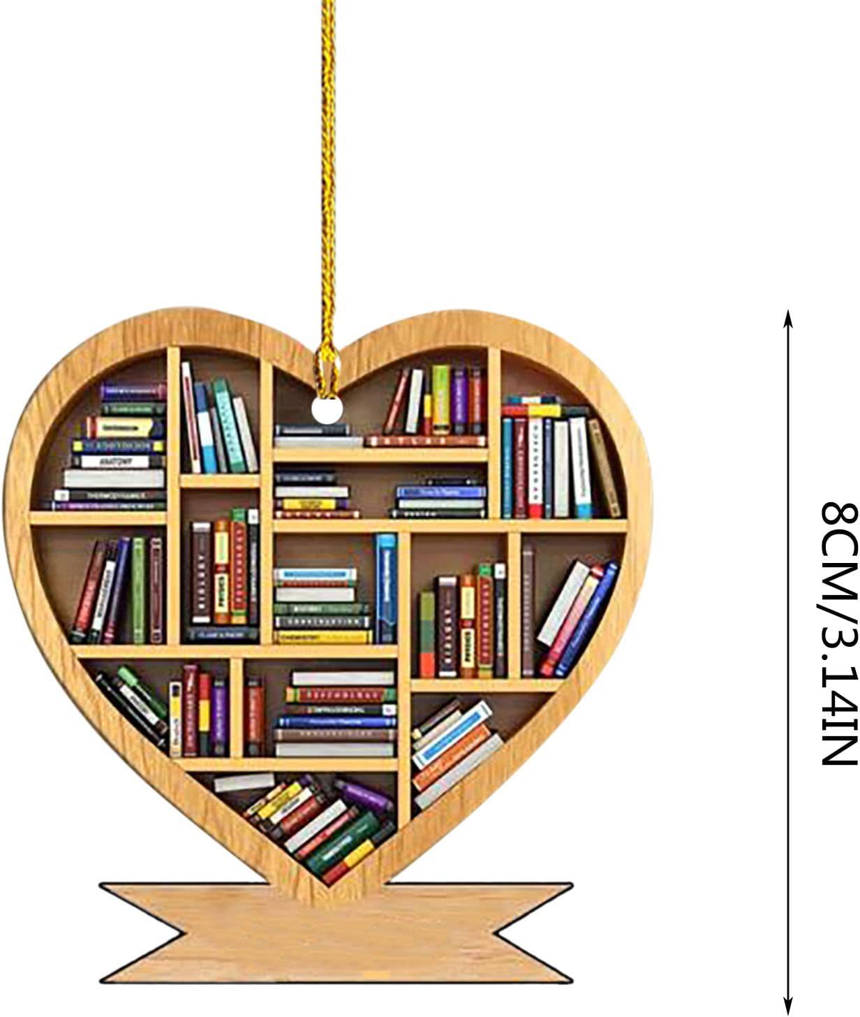 Nuevos productos transfronterizos en forma de corazón librería colgante de automóvil decoración de árbol de Navidad acrílico colgante 8cm