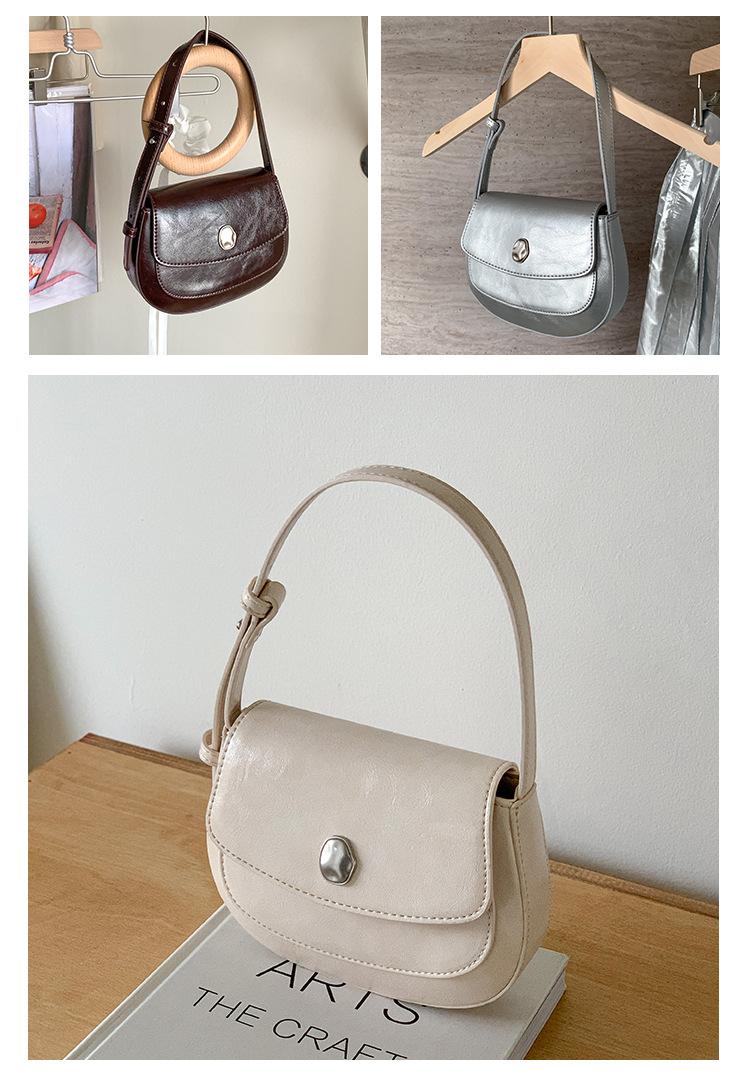 Nuova borsa a tracolla piccola a conchiglia sottobraccio, da donna, solida e semplice, con patta, di alta qualità_voghion.com