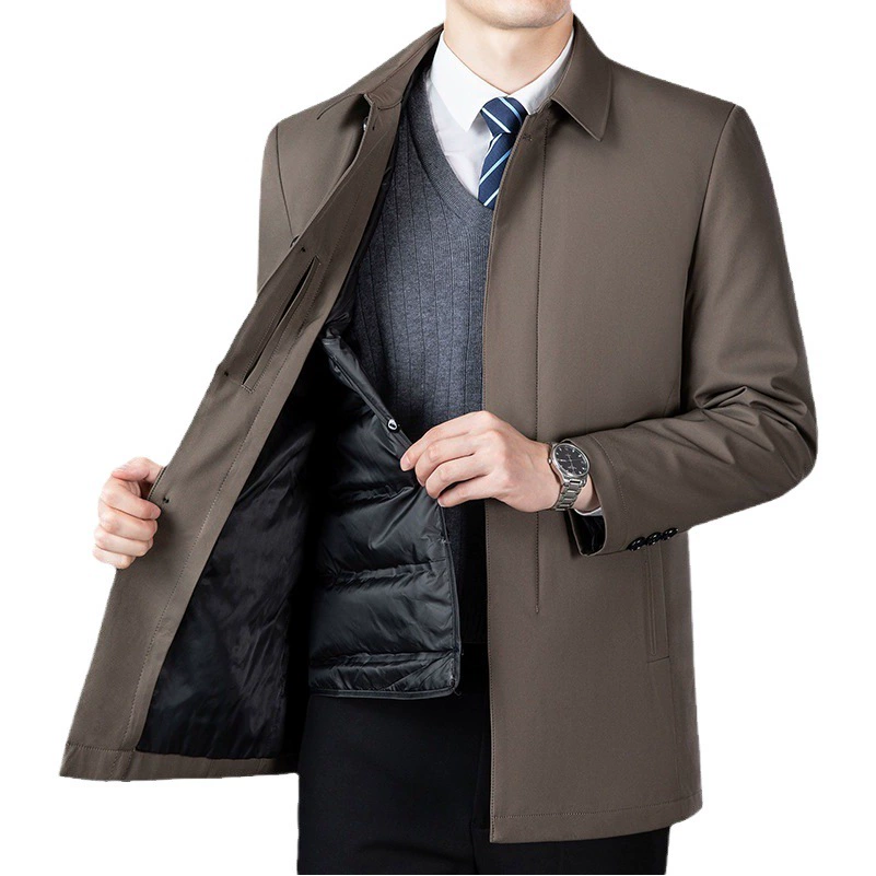 Зимний мужской пуховик, повседневный Пуховик среднего возраста с защитой от холода, пуховик со съемной подкладкой, мужской пуховик, мужская одежда