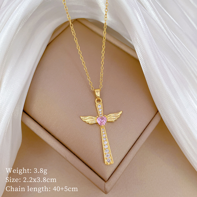 Gorgeous Diamond Cross Necklace For Women Versatile Titanium Chain_voghion.com