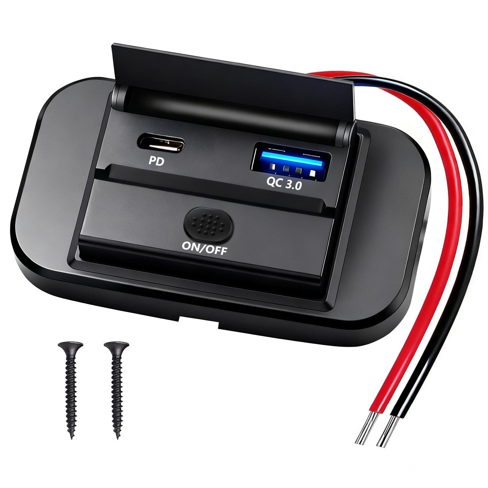 车载改装USB手机充电器快充Type-c汽车房车船QC3.0客车PD车充