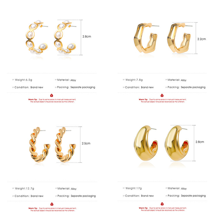 17g Weight No Inlaid Inlay Material Fashion Geometric C-shaped Alloy Earrings