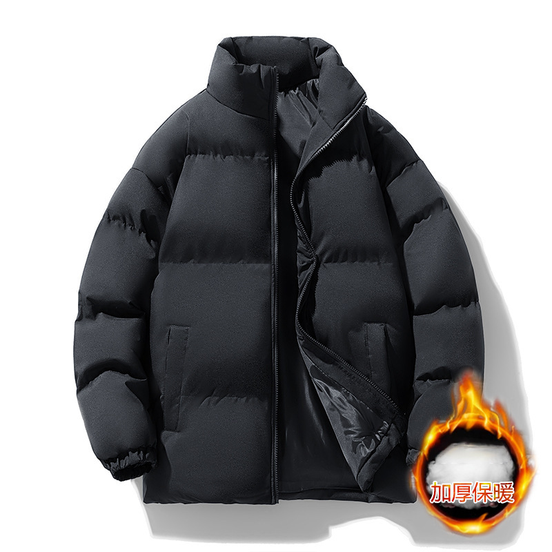 2024 nueva chaqueta de algodón principal para hombres, chaqueta de algodón caliente gruesa y suelta de cuello vertical, chaqueta de algodón frío