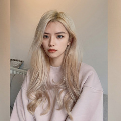 Wig Women's European & American Style, Mid-Parted, Big Wavy Long Curly Blonde Hair, Voluminous Chic Full Headpiece for Wholesale