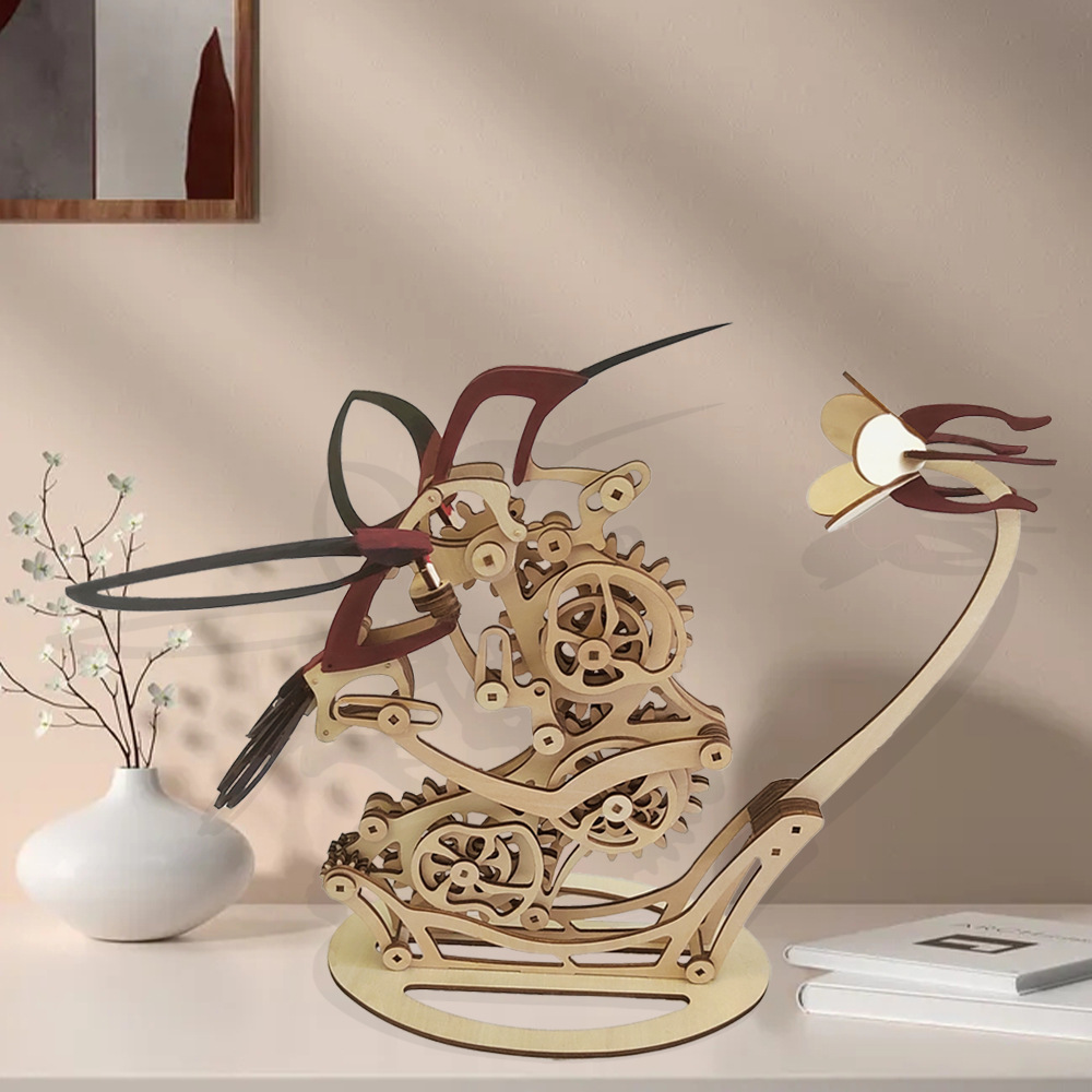 机械蜂鸟模型3D立体手工拼装木质拼图成人儿童益智玩具工艺品摆件