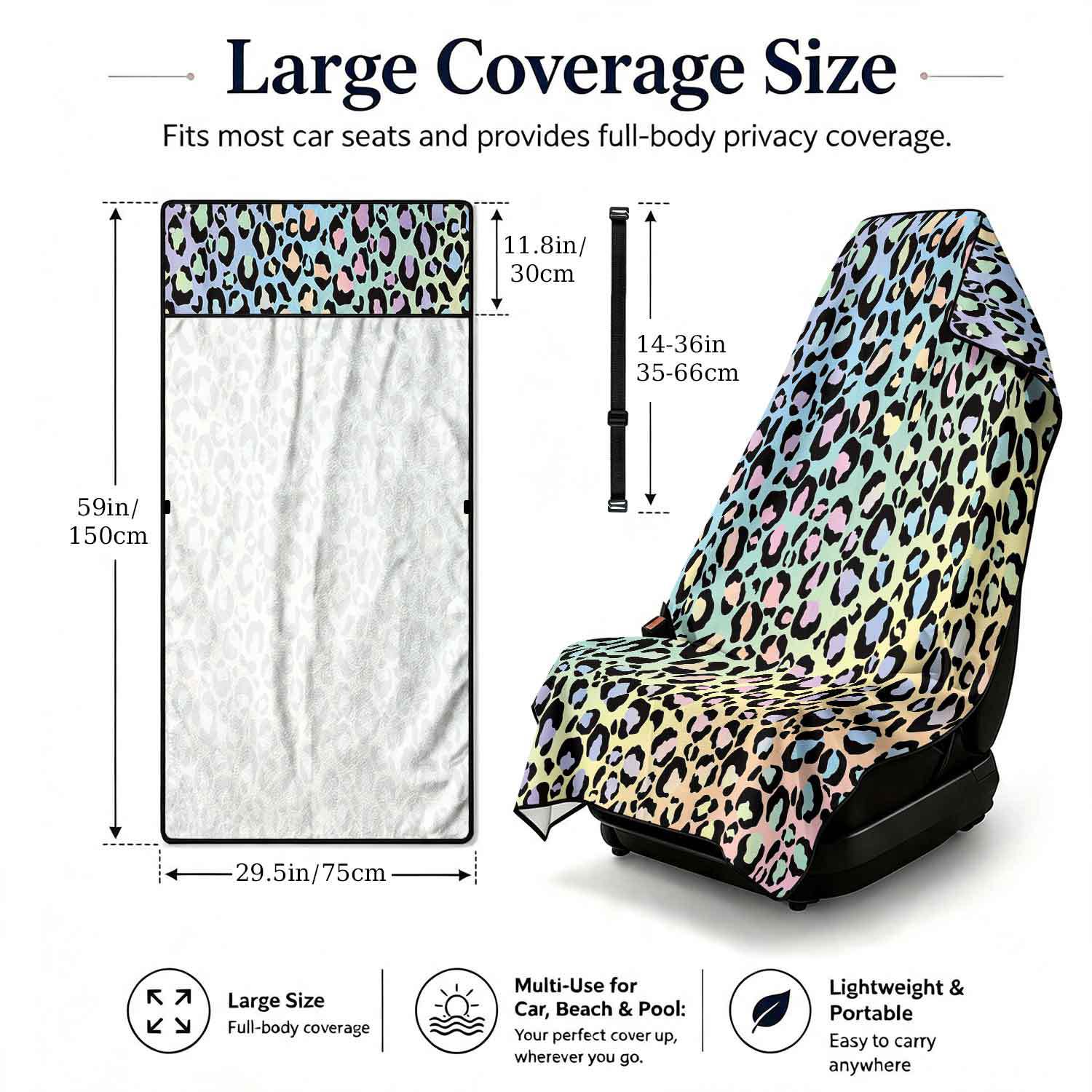 2-piece dual-use car seat cover, ultra-fine fiber, can be used as a beach towel, printed car protective seat cover 13