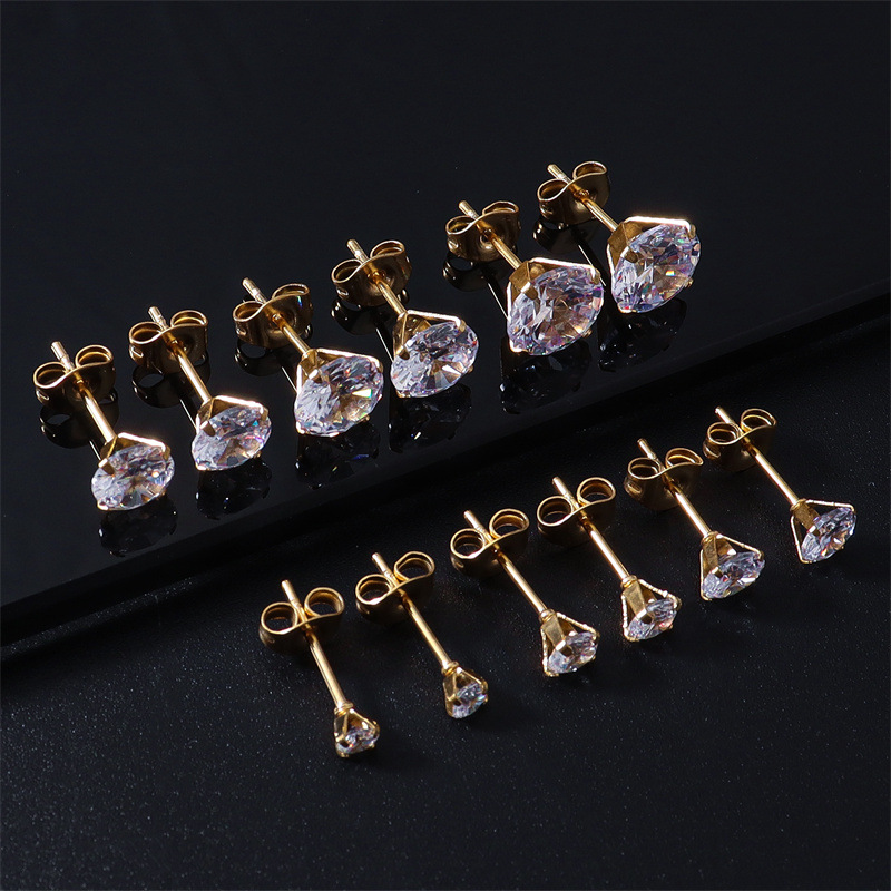 1 Piece Vintage Style Solid Color Stainless Steel Ear Studs display picture 1