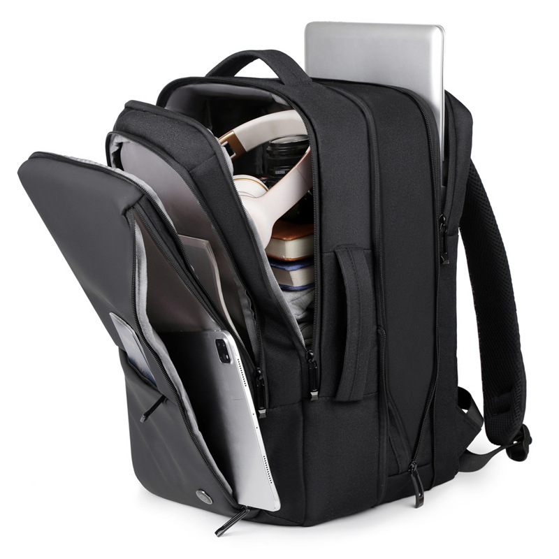 Bolsa de computadora expandible para viajes de negocios, mochila de viaje a prueba de agua, mochila de carga USB para viajes cortos