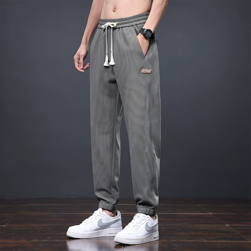 Брюки-корсетки мужские свободные брюки-брюки тонкий приливный бренд эластина спортивные повседневные брюки вафли летние брюки