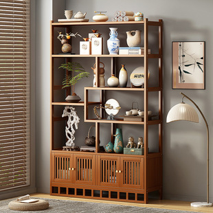 Special Clearance Sale: Antique Display Cabinet for Entryway, Non-Solid Wood Multi-Treasure Cabinet, New Chinese Style Partition for Living Room or Tea Room Tea Rack