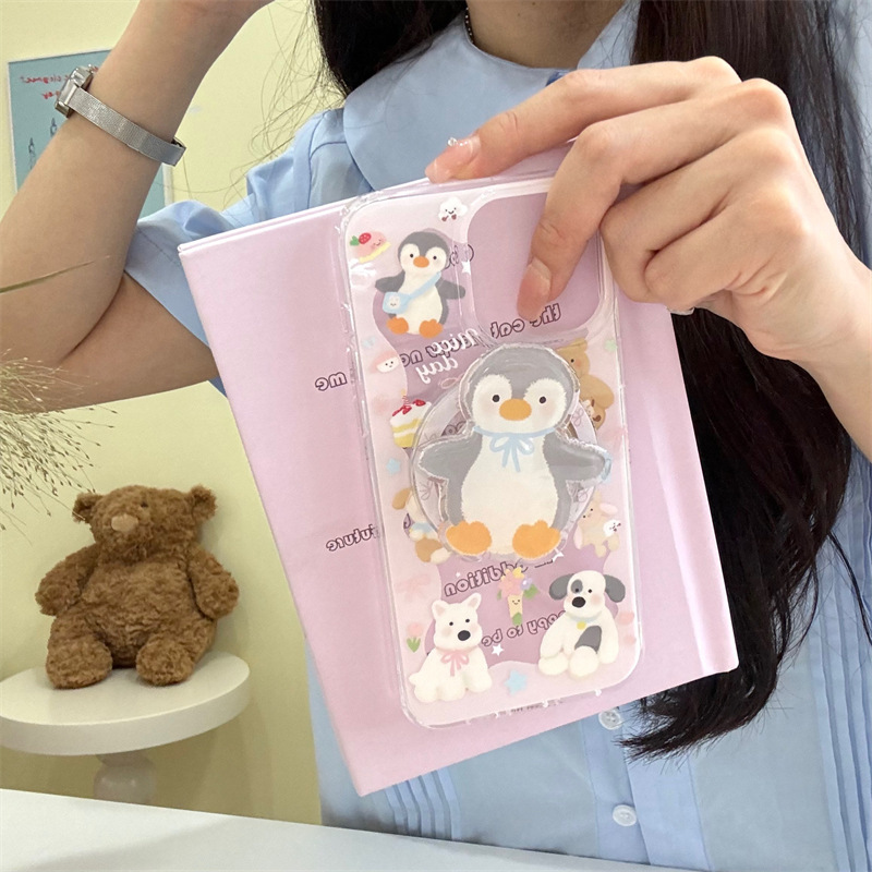 Lindo animalito pingüino atracción magnética nuevo iphone16promax atracción magnética Apple 15 funda para teléfono móvil para 14 suave