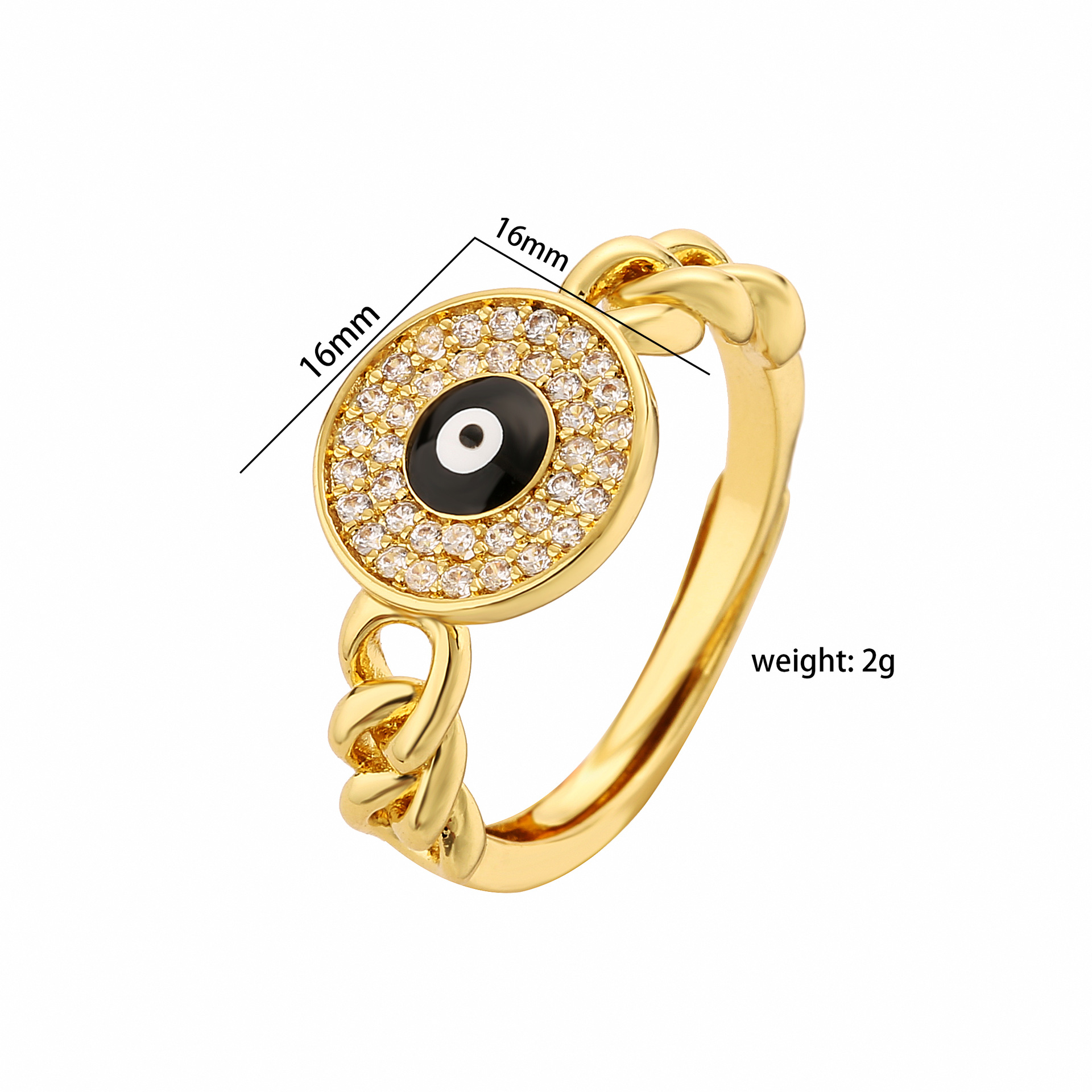 Retro Devilu0027S Eye Oval Copper Enamel Zircon Open Ring
