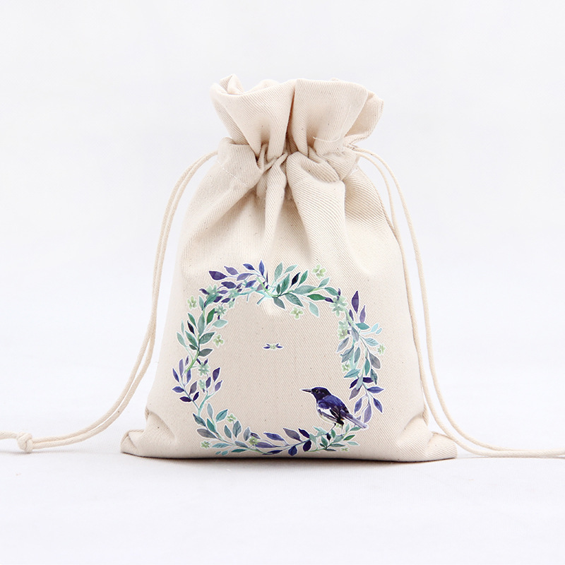 A245 logo printed canvas storage bag with drawstring closure, gift pocket, portable for Christmas packaging gifts undefined