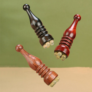 Satin Rosewood Pagoda Small Lotus Eye Massage Stick Horn Facial Massager Tendon Pulling Acupoint Skin Care Tool
