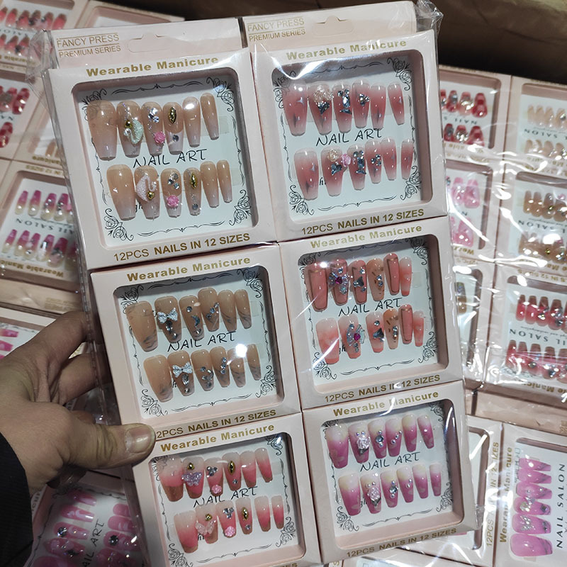 Pegatinas de uñas largas nuevo adulto parche de uñas impermeable niños estudiante diamante tridimensional desgaste uñas desmontable