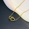 Small necklace heart shaped, design chain for key bag  stainless steel, accessories, pendant, light luxury style, trend of season, does not fade