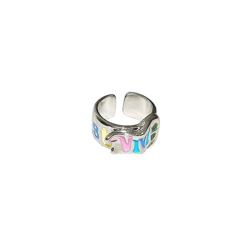 Queen Mother Saturn Ring Mit Buntem Logo Und Breiter Bandschiene_voghion.com