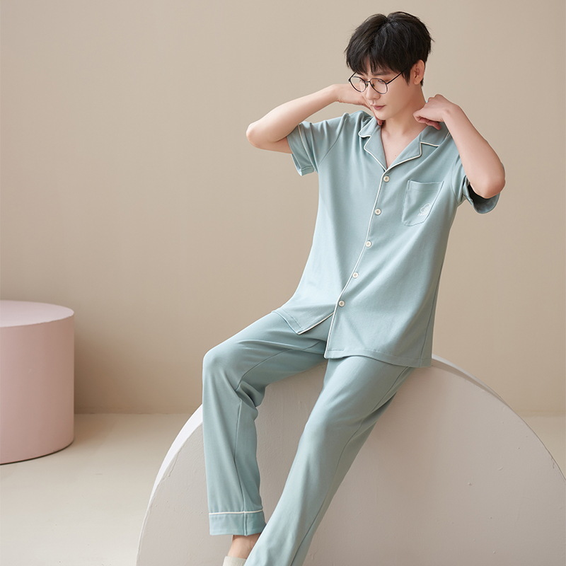 Pijamas de los hombres verano nuevo Algodón puro alta calidad manga corta moda avanzada más tamaño vestir prendas exteriores homewear conjunto