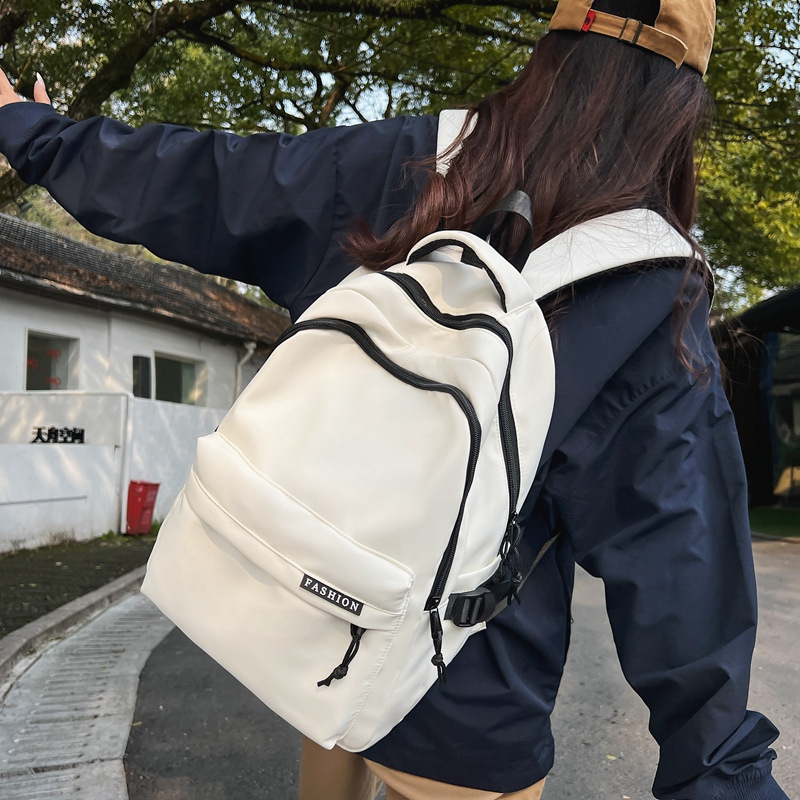 Cross-border Explosive Backpack Men's and Women's Korean-style Solid Color Fresh Senior high school College Students' Backpack Campus Ins Style