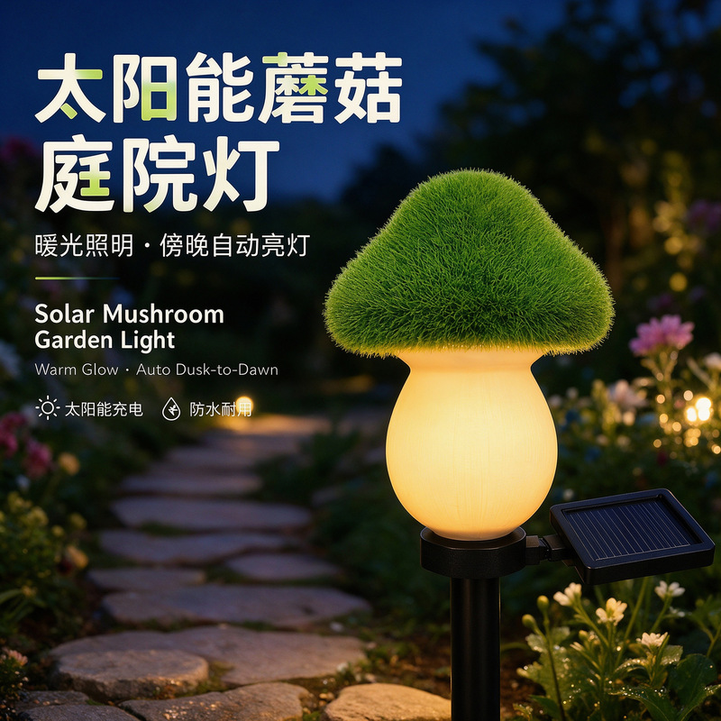 Cross-border new solar-powered LED mushroom lights, outdoor waterproof garden and courtyard decorative lights, ambient lighting Cross-border new solar-powered LED mushroom lights, outdoor waterproof garden and courtyard decorative lights, ambient lighting