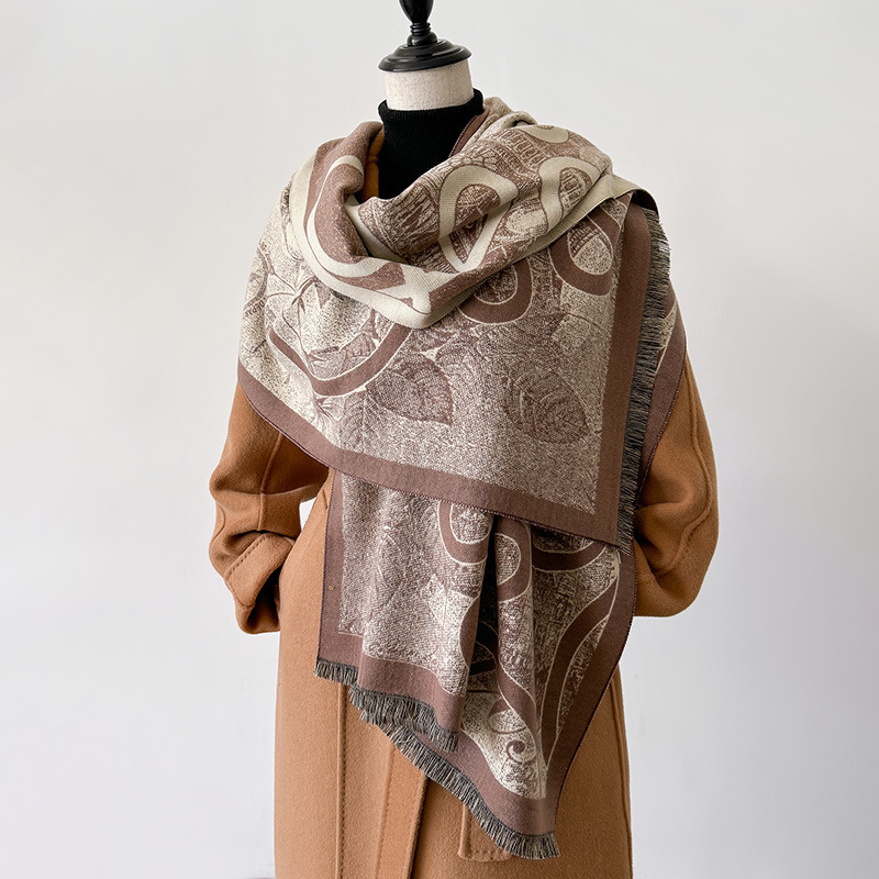 Nuevo imitación de cachemira infinita impresión de símbolos cerosos otoño y invierno grueso calentamiento doble chal coreano amplio babillo suave