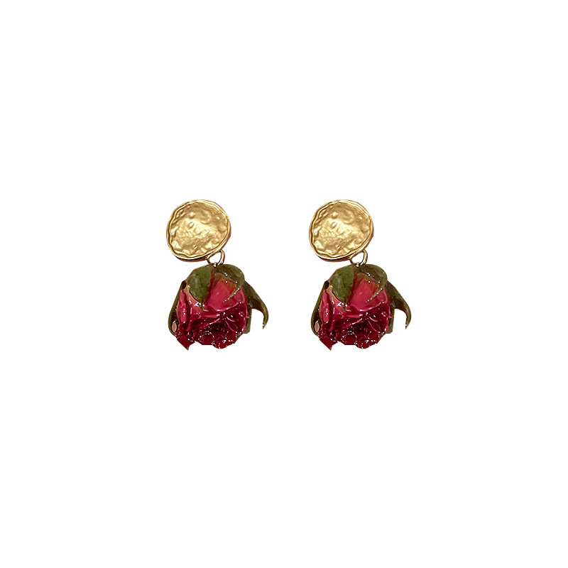 Silber Nadel Ewige Rose Blossom Wald Sanfte Temperament Ländlichen Stil Ohrringe Weibliche_voghion.com